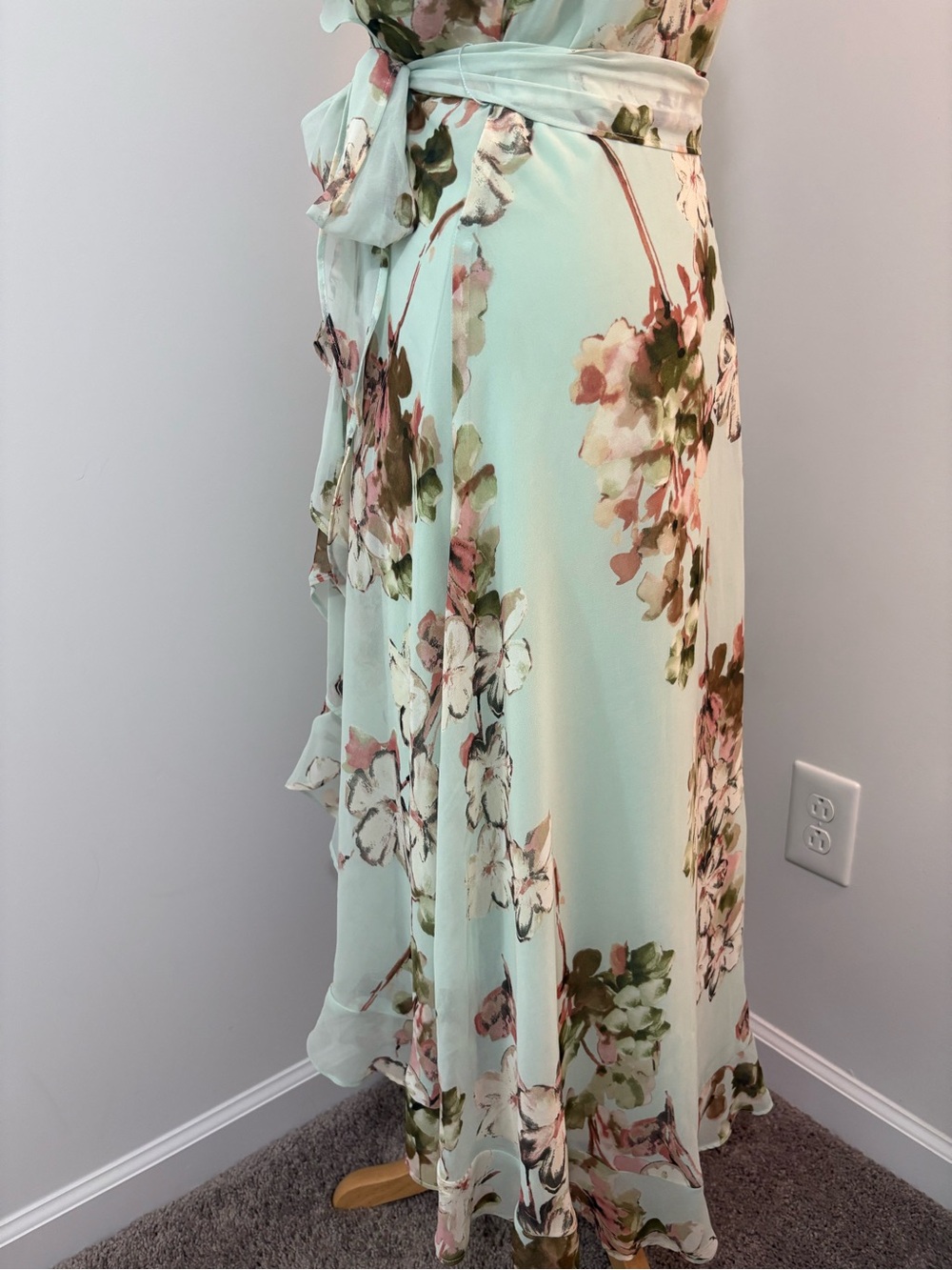 Mint Floral Ruffled Dress - Picture 7 of 14